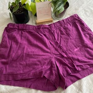 Fuchsia Drawstring Linen Shorts